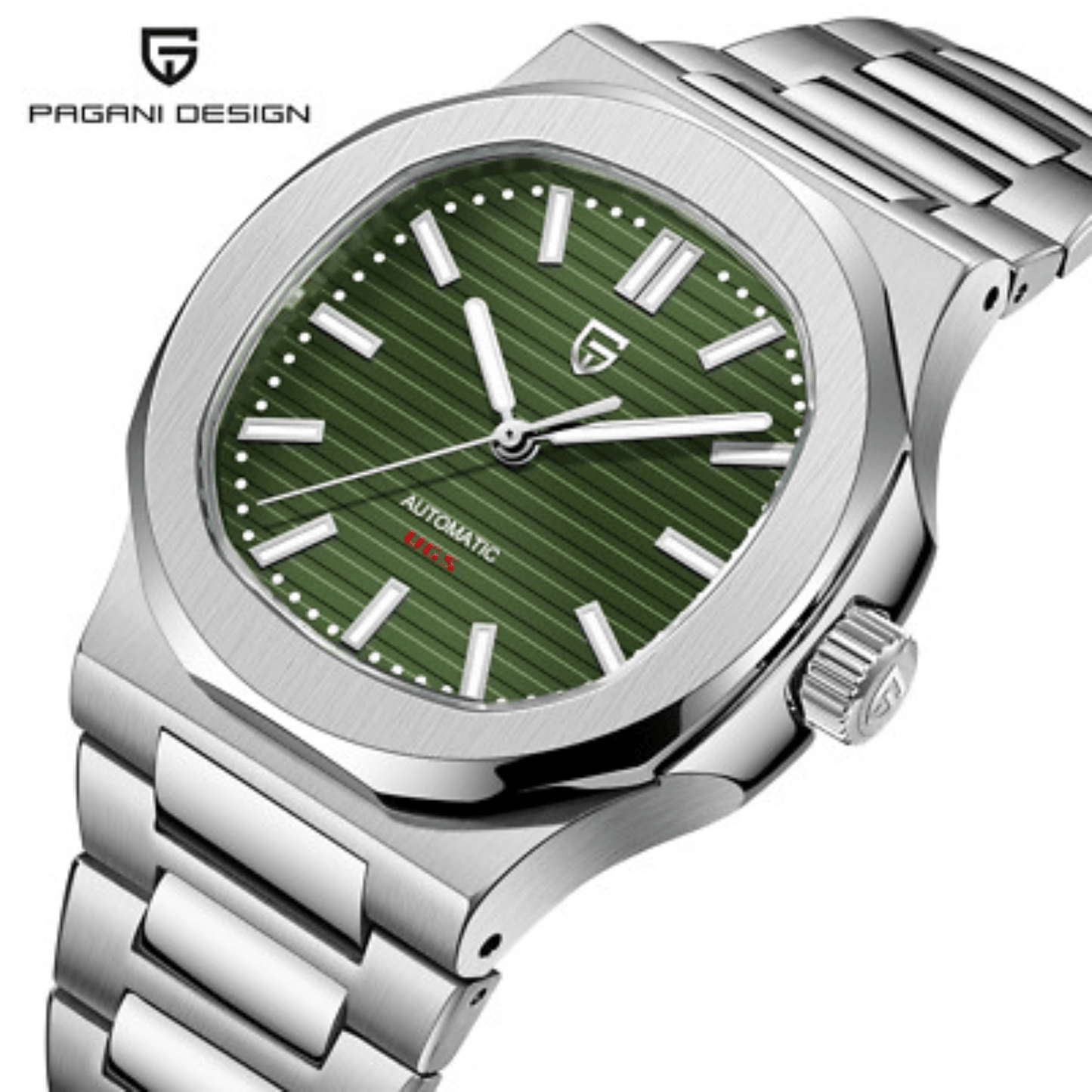 Pagani Design PD-1728 Nautilus Homage Automatic Movement (ST6) | Stainless Steel Dial Men's 40MM Watch | Green Dial